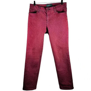 LRL Lauren Jeans Modern Straight Size 8 Striped Jeans Red Blue